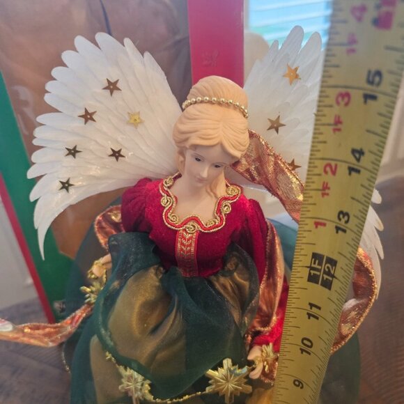 15" Angel Christmas Tree Topper Fiber Optic Wings - Picture 3 of 4